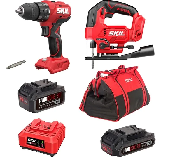 Аккумуляторный набор SKIL дрель-шуруповерт ударная HD6280 + JS8290 + набор SC0060 + BY5197 + BG4127 + BY5196 9-1-038