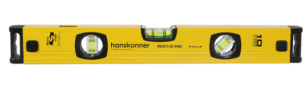 Уровень Hanskonner 400мм,3 колбы,усилен,фрезеров., двойной обзор HK2015-02-0400