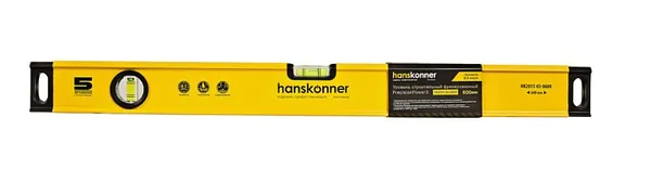 Уровень Hanskonner 600мм, 2 колбы, фрезерованный HK2015-03-0600