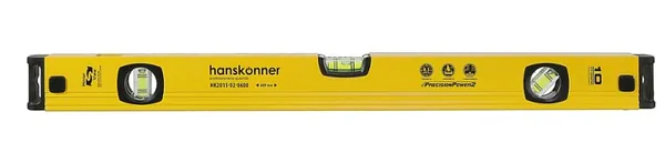 Уровень Hanskonner 600мм,3 колбы,усилен,фрезеров.,двойной обзор HK2015-02-0600