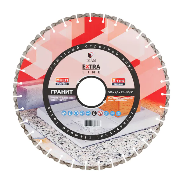 Диск алмазный Diam Гранит Extra Line MULTI PURPOSE 500*4,0*12*90/50 000732