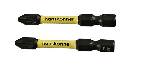 Биты Hanskonner PH2x50мм, ImpactPower, торсионные, 2шт, HPH2-50-2T