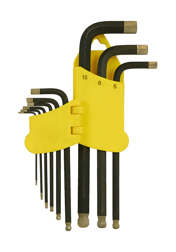 Набор шестигранных ключей Hanskonner длинн S2 ШАР наконе, АЛМАЗ 9шт (1.5-10мм) HK1045-04-9-L