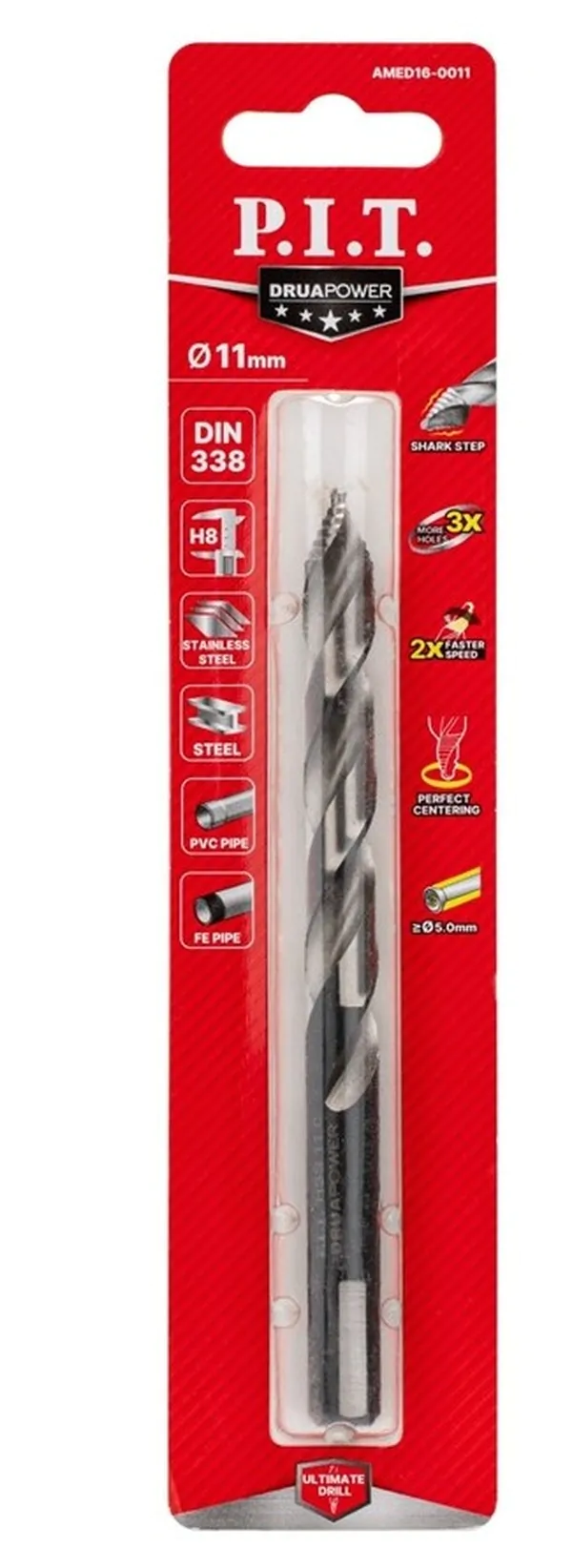 Сверло по металлу самоцентрирующееся P.I.T. DRUA SharkStep 11мм 142*94мм AMED16-0011