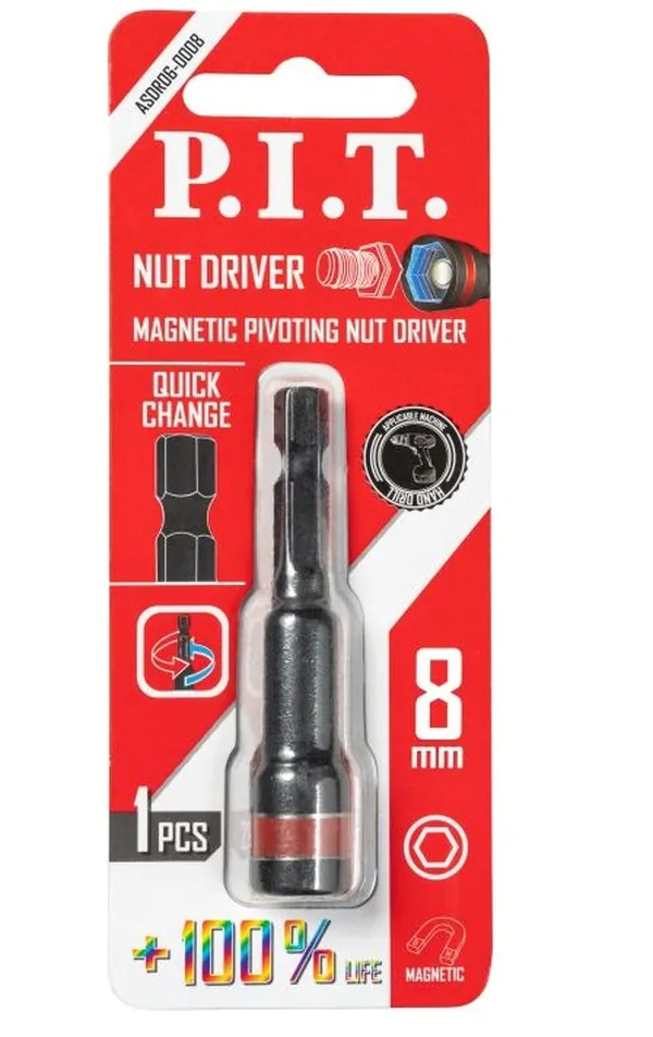 Головка торцевая магнитная P.I.T. IMPACT 65*8мм торсионная зона ASDR06-0008