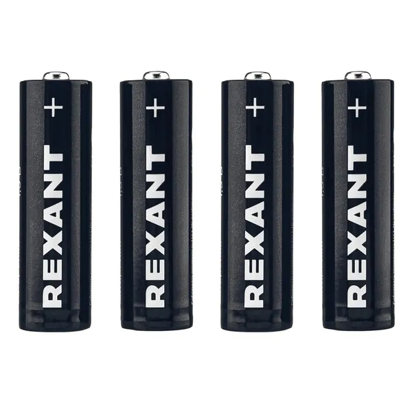 Батарейка алкалиновая REXANT AA/LR6 пальчиковая 1,5В (блистер 4шт) 39-1027