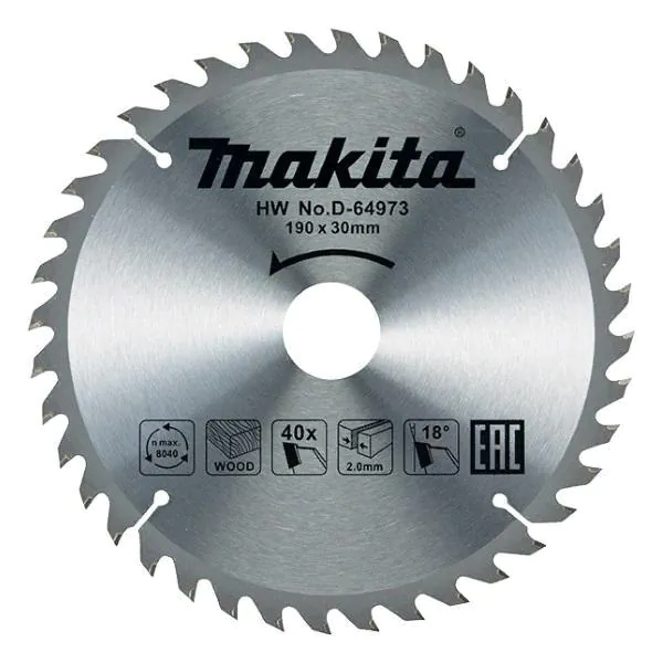 Диск пильный по дереву Makita 190*30*2/1.3*40T D-64973