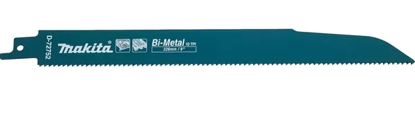 Полотно для сабельной пилы по дереву с гвоздями Makita 228*1,25*10TPI (2шт) D-72752