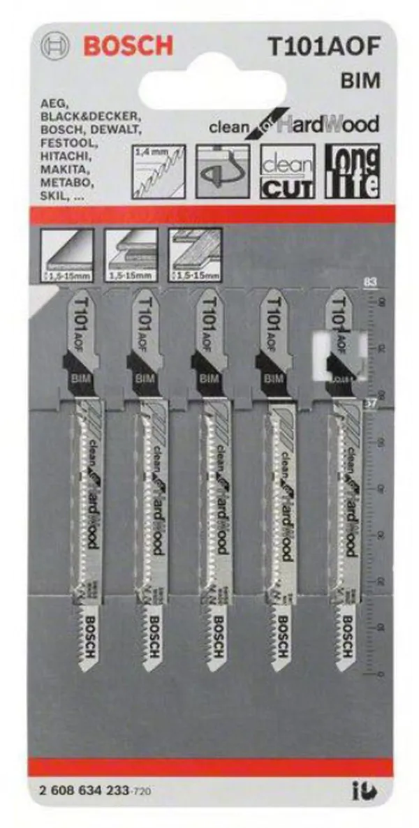Пилки для лобзика Bosch T101AOF BIM  5шт  2608634233