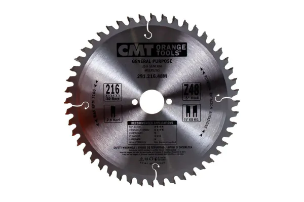 Диск пильный CMT 216*30*2,8/1,8  -5°; 15° ATB Z=48  291.216.48M