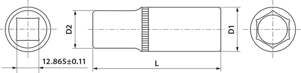 Головка торцевая глубокая Thorvik 1/2"DR, 15 мм FS11215