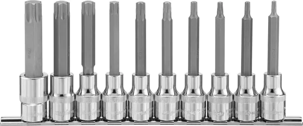 Набор насадок торцевых Ombra 1/2"DR с вставками-битами TORX на держателе, T20-T70, 100 мм, 10 предметов 921910