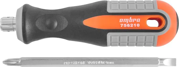Отвертка стержневая двусторонняя Ombra ROUND GRIP, РН2,SL6x100 мм 756210