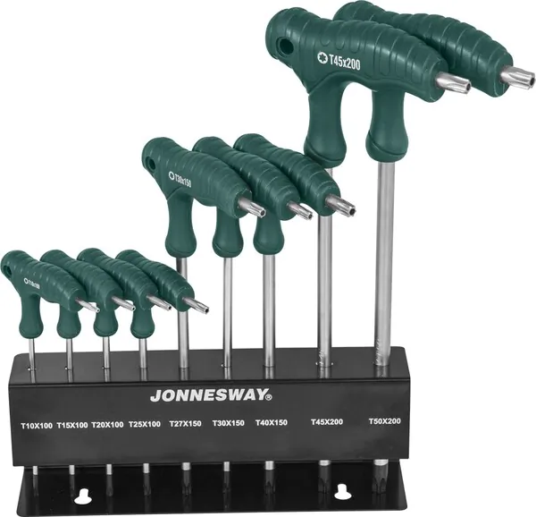 Набор ключей торцевых TORX® с рукояткой с центрированным штифтом Т JONNESWAY 10-Т50, 9 предметов H10MT09S