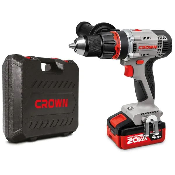 Аккумуляторная дрель-шуруповерт Crown 20В, 2*4.0Ач, 45/55Нм CT21076HMX-4 BMC