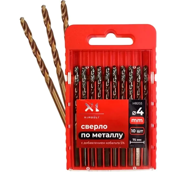 Сверло по металлу кобальтовое HIMBOLT 5% P6M5K5 4,0мм 10 шт.бокс HB203шт