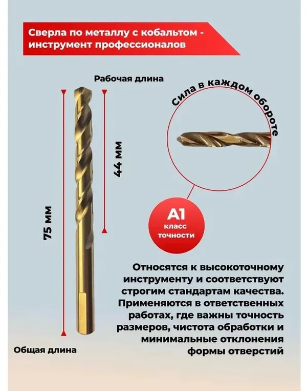 Сверло по металлу кобальтовое HIMBOLT 5% P6M5K5 4,0мм 10 шт.бокс HB203шт