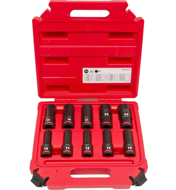 Набор головок ударных удлинённых Milwaukee SHOCKWAVE 1/2" 10пр. в кейсе 4932480457