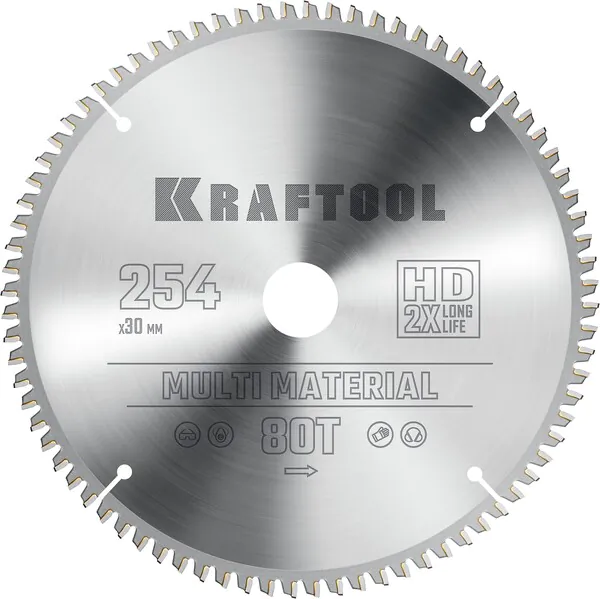Диск пильный по алюминию Kraftool Multi Material 254*30мм 80Т 36953-254-30