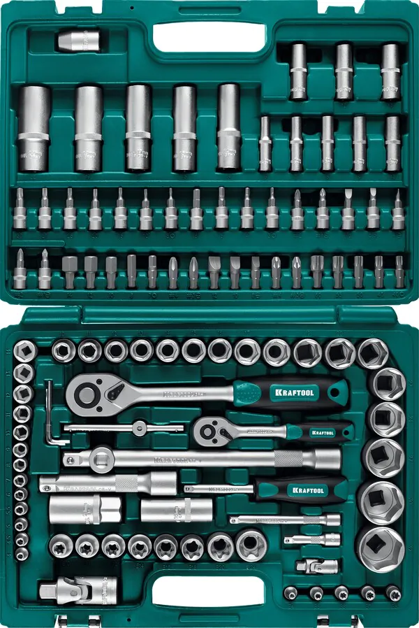 Набор инструмента универсальный KRAFTOOL X-Drive 108, 108 предм., (1/2″+3/8″+1/4″) 27888-H108_z03