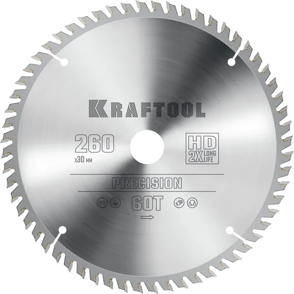 Пильный диск по дереву Kraftool Precision 260*30мм 60Т 36952-260-30