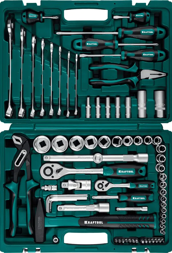 Набор инструмента универсальный KRAFTOOL EXTREM-76, 76 предм.,  1/2″+3/8″+1/4″  27889-H76