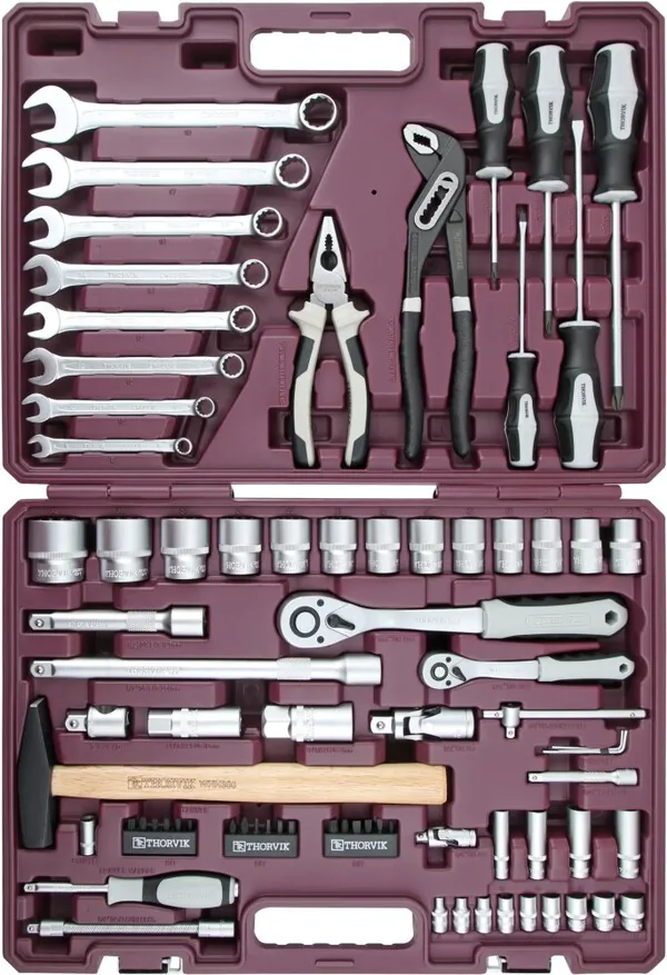 Набор инструмента Thorvik 1/4", 1/2"DR, 77 предметов TS077 54005