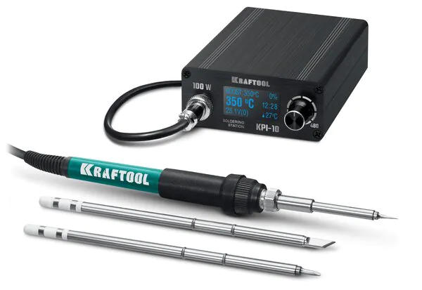 Паяльная станция программируемая Зубр KPI-10 50-480°C 100Вт 3жала Т12  55343