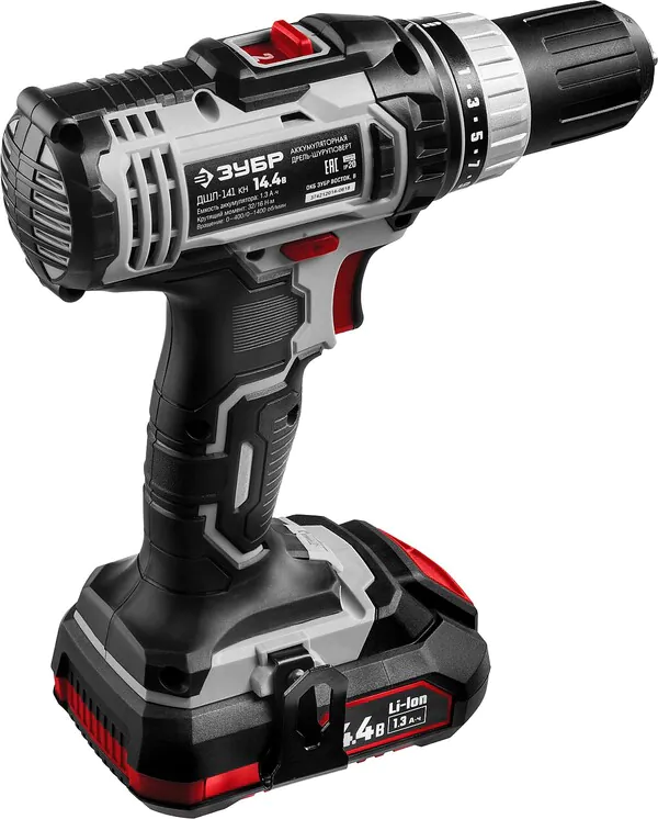 Аккумуляторная дрель-шуруповерт Зубр ДШЛ-141 КН
