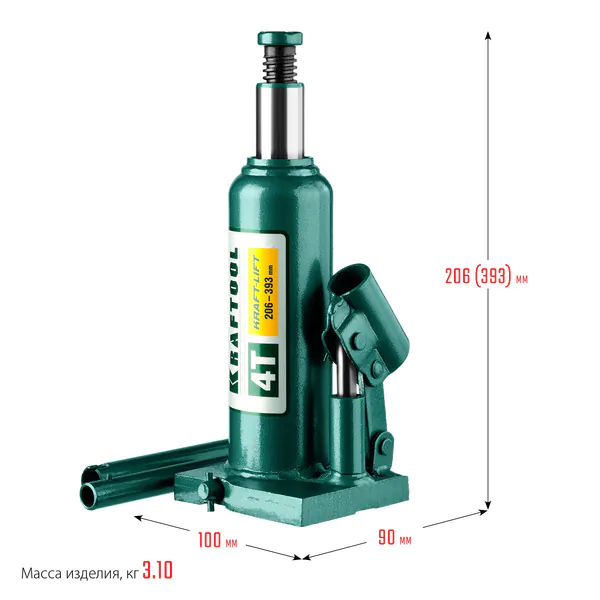 Домкрат гидравлический бутылочный Kraftool KRAFT-LIFT 4т, 194-372мм (43462-4) 43462-4_z01