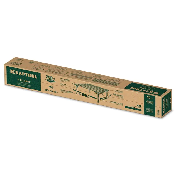 Стол для работ с крупноформатными листовыми материалами KRAFTOOL TTL-180 180х140х70 см, макс 250 кг 33253-180