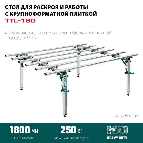Стол для работ с крупноформатными листовыми материалами KRAFTOOL TTL-180 180х140х70 см, макс 250 кг 33253-180