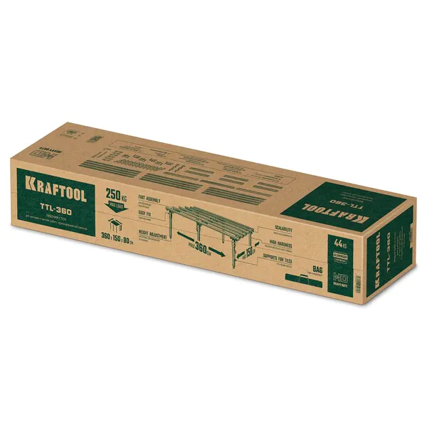 Стол для работ с крупноформатными листовыми материалами KRAFTOOL TTL-360 360х150х70 см, макс 250 кг, 33253-360