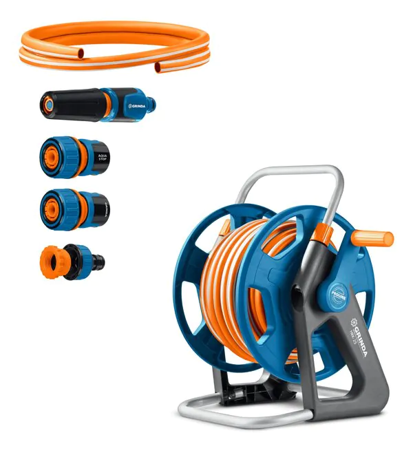 Набор поливочный GRINDA HRK-25, 25м x 1/2″, шланг, стальные опоры, катушка ProLine 428460