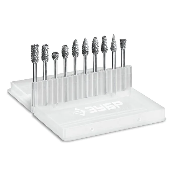 Набор борфрез твердосплавных Зубр ПРОФЕССИОНАЛ хв-к 3мм 10шт 28816-H10