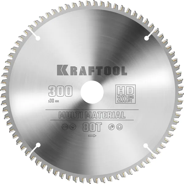 Диск пильный по алюминию Kraftool Multi Material 300*30мм 80Т 36953-300-30