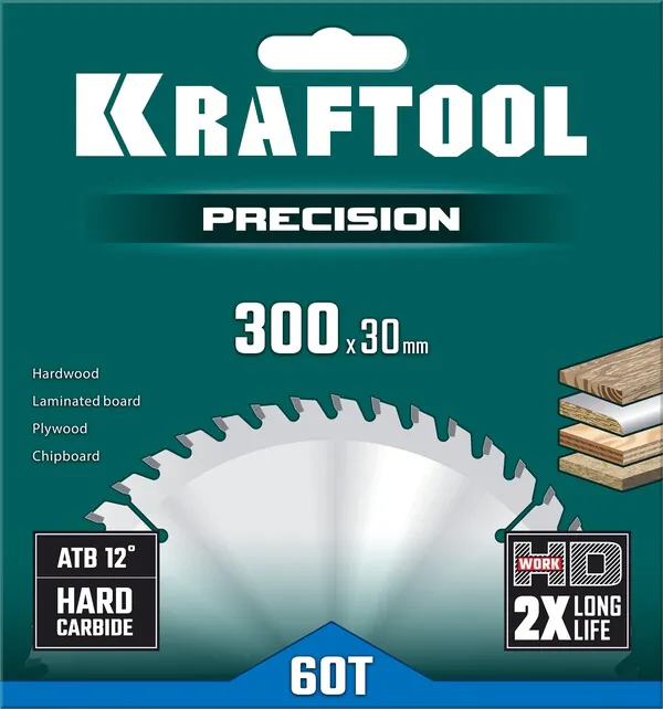 Пильный диск по дереву Kraftool Precision 300*30 мм 60Т 36952-300-30