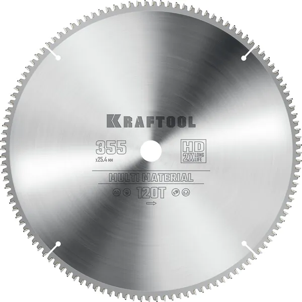 Диск пильный по алюминию Kraftool Multi Material 355*25.4мм 120Т 36953-355-25.4