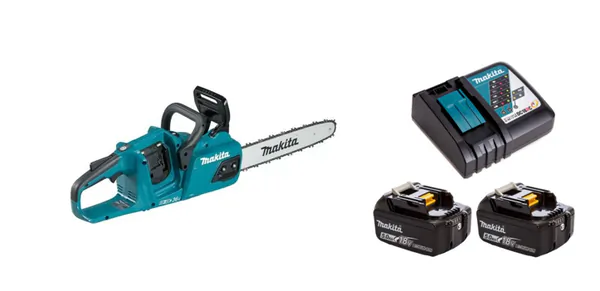 Аккумуляторная пила цепная Makita DUC355Z+Набор 191L74-5  BL1850Bx2шт.DC18RC  DUC355Z+191L74-5