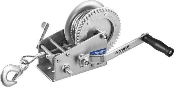 Лебедка ручная ЗУБР Профессионал 1.1 т, 8 м, барабанная тяговая тросовая 43113-1.1_z01