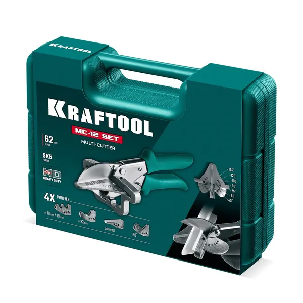 Ножницы угловые KRAFTOOL MC-12, для профилей из пластика и резины, с набором сменных губок, 23372-12