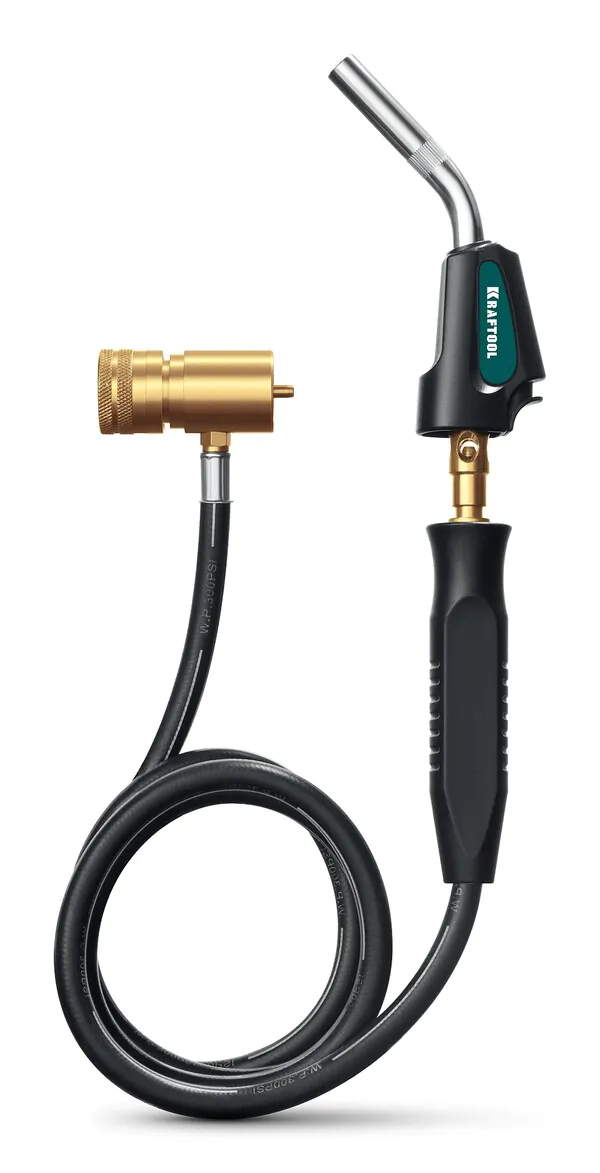 Газовая горелка Kraftool Blue Fire KS-8000, со шлангом 1.4м с пьезоподжигом на баллон турбо нагрев + 30% 2000°C 55512