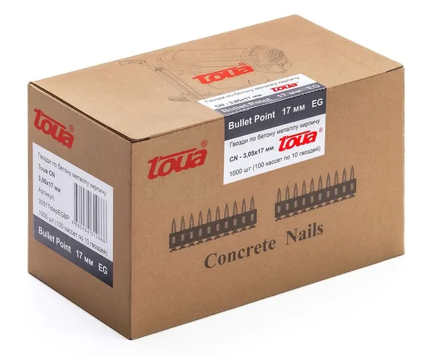 Гвозди по бетону Toua 3,05*17 bullet point EG (1000шт/уп) CN 00-00001088