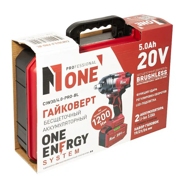 Аккумуляторный гайковерт Number ONE CIW30/4.0-PRO-BL 1200Hm 20V 5.0Ah 2акк+З/У