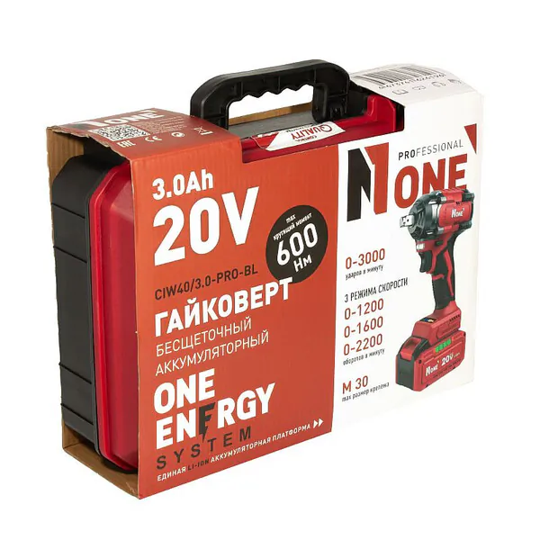 Аккумуляторный гайковерт Number ONE CIW40/3.0-PRO-BL 600Hm 20V 3.0Ah 2акк+З/У