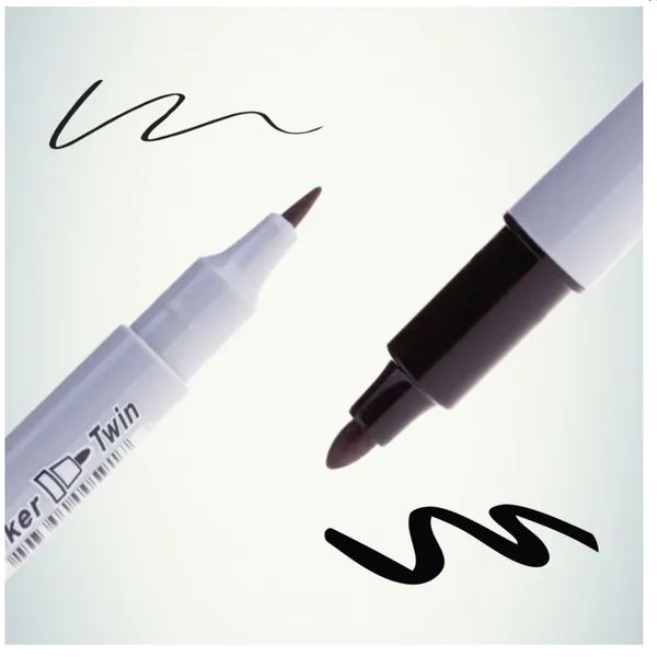 Маркер Crown перманентный двухсторонний MultiMarkerTwin черный 2мм/1мм P-800Wч