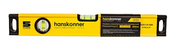 Уровень Hanskonner 400мм, 2 колбы, фрезерованный HK2015-03-0400