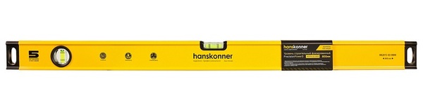 Уровень Hanskonner 800мм, 2 колбы, фрезерованный HK2015-03-0800