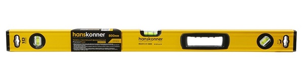 Уровень Hanskonner 800мм,3 колбы,усилен,фрезеров.,магнит HK2015-01-0800