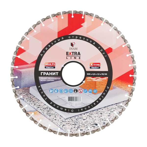 Диск алмазный Diam Гранит Extra Line MULTI PURPOSE 500*4,0*12*90/50 000732